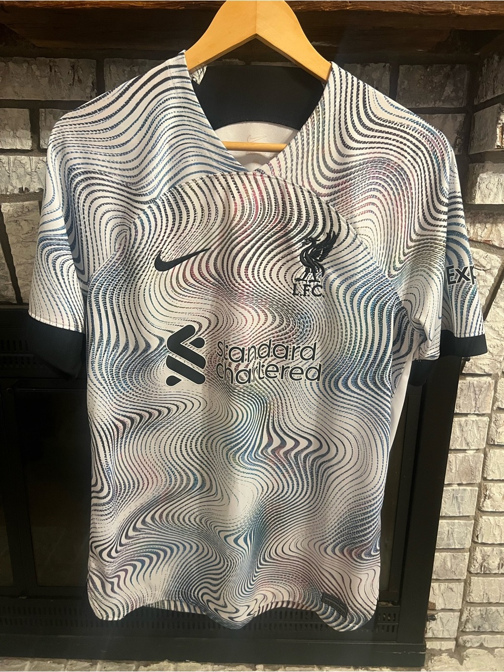 Nike Men’s Liverpool White Jersey with Blue and Pink Swirl